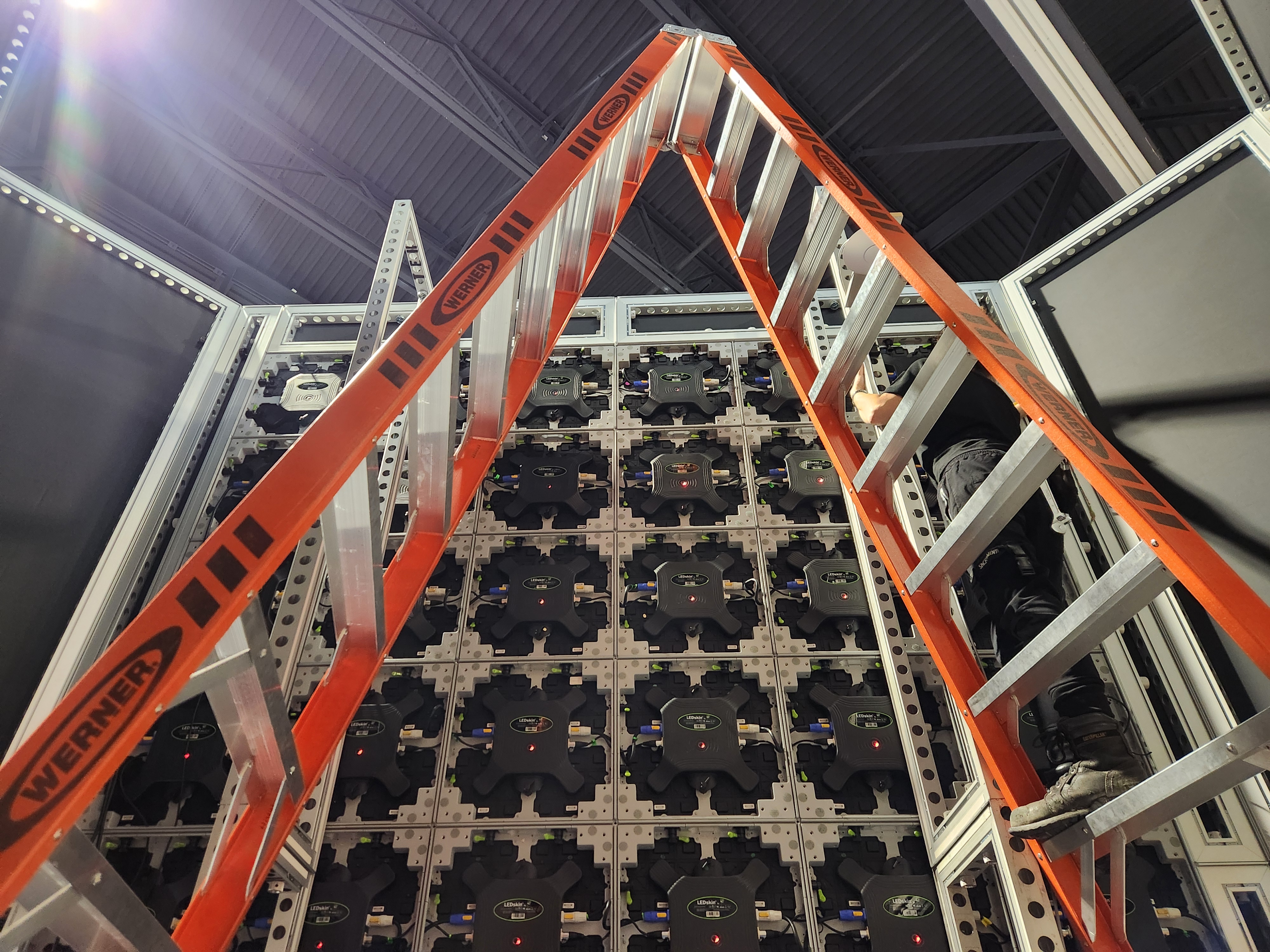 LED wall build for event booth, back view